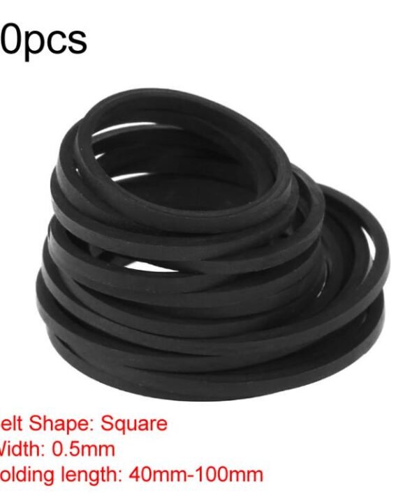 Mix Assorted Rubber Belts CD DVD Cassette Tape, 60pcs 0.5mm Square Fold Length 40-100mm, 30pcs 0.7mm Square Fold Length 45-120mm, 20pcs 1mm Square Fold Length 35-85mm, 20pcs 1mm Square Fold Length 90-135mm, 30pcs 1mm Square Fold Length 40-135mm...