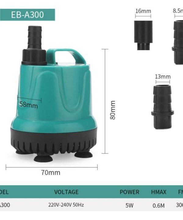 Submersible Aquarium Pump with Bottom Suction for Waste Removal, Water Change and Bottom Filtration, EB-A300 5w, EB-A600 8w, EB-A800 18w, EB-A1000 25w, EB-A1500 40w, EB-A2500 60w, EB-A4000 90w