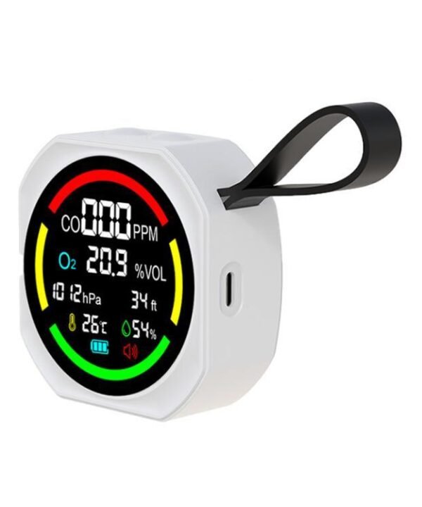 Portable Multi-Gas Environmental Monitor Rechargeable Air Quality Meter, 6 In 1 CO/O2/BP/ALT/T/H, 3 In 1 CO/ Temp/Humidity