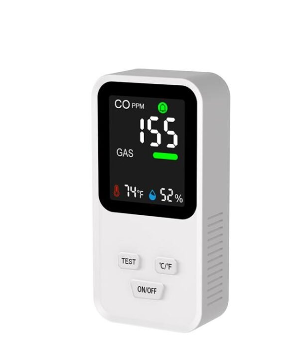 4-In-1 Plug-In Gas Detector Carbon Monoxide Combustible Gas Temperature Humidity Monitor With High Sensitivity & Alarm, US Plug, DM340  White, DM340 Black