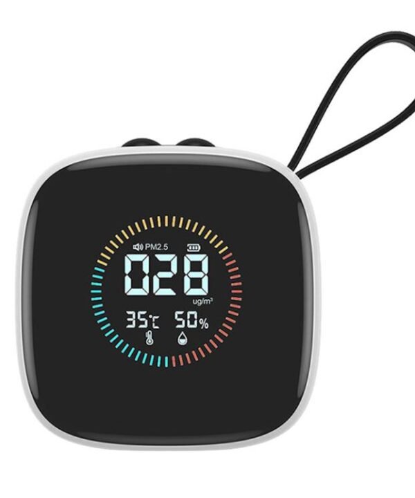 Mini PM2.5 Detector with Temperature & Humidity Monitor with Rechargeable Battery, Real-time LCD Display