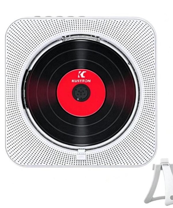 KUSTRON Home Wall-Mounted Rechargeable CD Player Bluetooth Speaker Music Player With Cover, US Plug, EU Plug, UK Plug, AU Plug