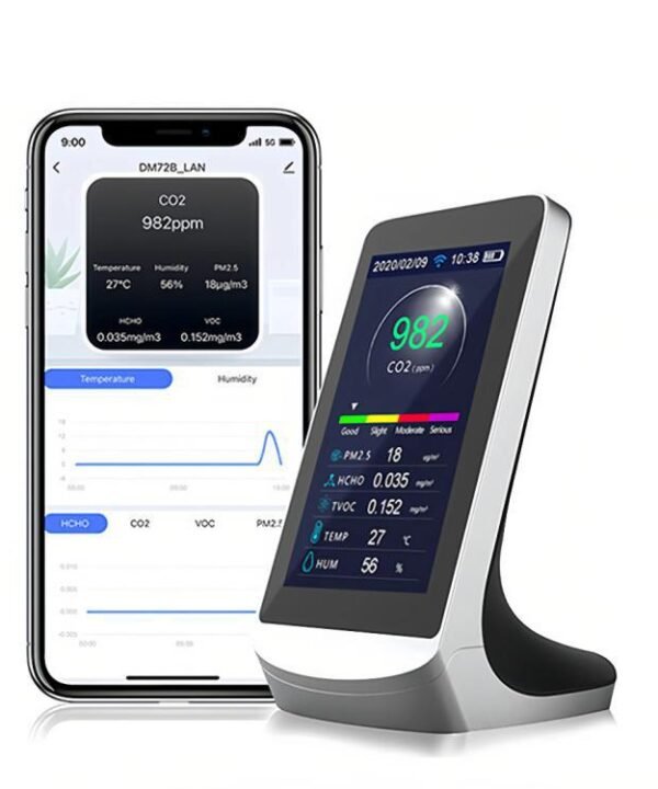 DM72B WiFi Version 10-In-1 Air Quality Monitor Support Tuya Smart App Control CO2, PM2.5, PM10, HCHO, TVOC Detector
