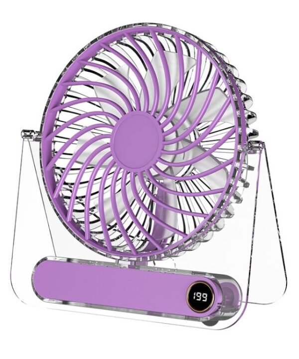 JP-08 Ultra-Thin Desktop Mini Fan Quiet Transparent Digital Display Fan For Office Desk