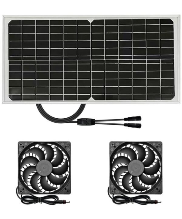 15W Solar Panel With Dual Fans Outdoor BBQ Exhaust Fan
