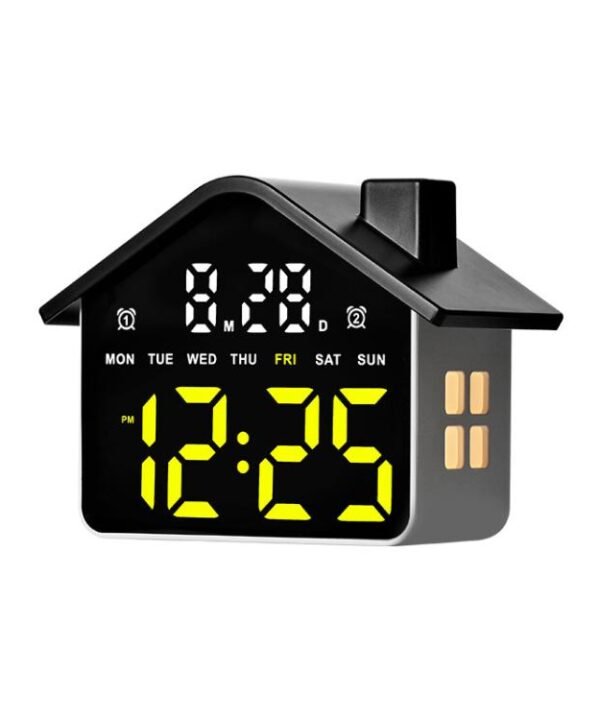 House-Shaped Digital Alarm Clock with Night Light Dual Alarms & Timer Function, 4-Level Brightness, GH9033 Black+Yellow Light, GH9033 Black+White Light, GH9033 Black+Red Light, GH9033 Black+Blue Light, GH9033 Black+Green Light, GH9033 White+White Light...