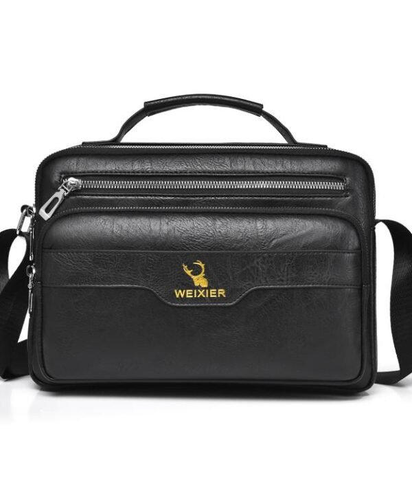 WEIXIER D1108 Men Business Retro Shoulder Bag Large Capacity Casual Waterproof PU Crossbody Bag