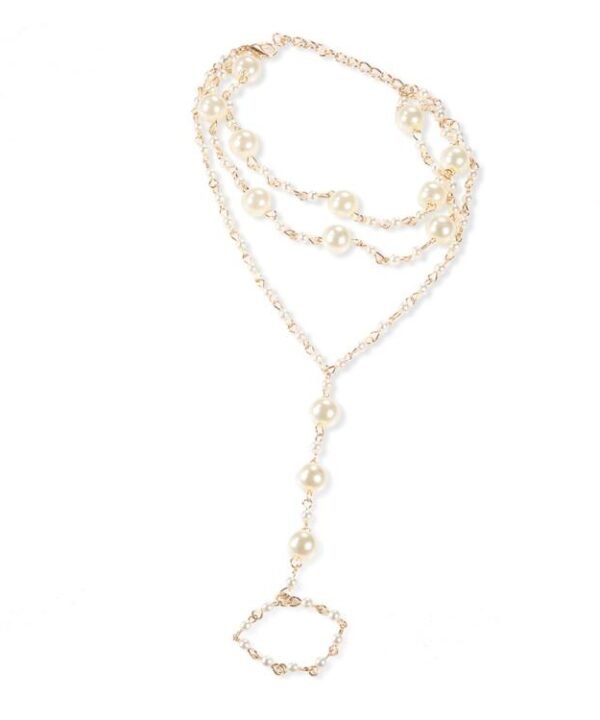 Simple Multi-Layer Pearl Anklet for Beachwear