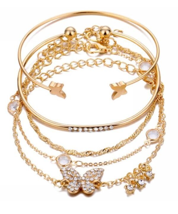 5pcs /Set Bohemian Butterfly Open Cuff Diamond Crystal Bracelet