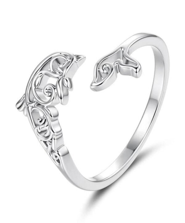 Copper Plated With White Gold Adjustable Ocean Life Opening Ring, YIR302-E, YIR303-E, YIR304-E