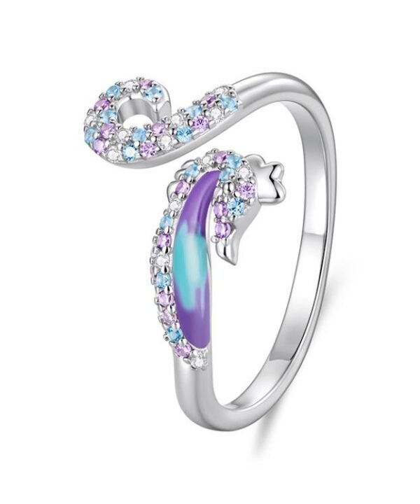 Adjustable Copper-Plated White Gold Dreamy Seahorse Opening Ring