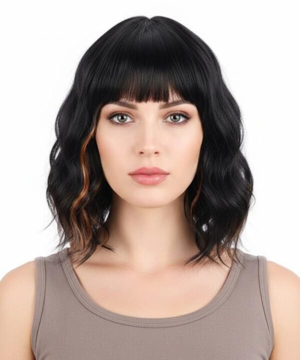 Short Wavy Hair With Side-Swept Bangs Natural Parting Synthetic Short Hair