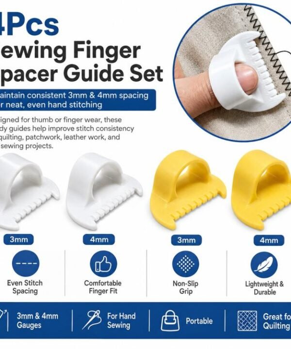 4Pcs Sewing Finger Spacer Guide Set Even Stitch Spacing Tool for Hand Sewing, Quilt Template Ruler for Consistent Stitching Includes 3mm & 4mm Gauges