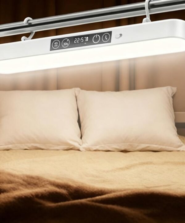 Xiajule Student Dormitory Under-Cabinet Lamp, Magnetic Mount Bed Hanging Light With Hook & Clock Display, Touchscreen, Remote Control