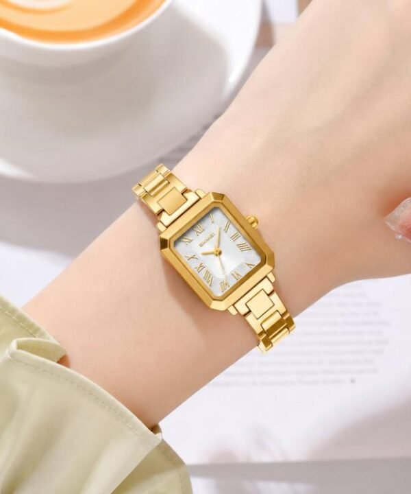 SKMEI 2582 Elegant Ladies Square Watch Stainless Steel Strap 30m Life Waterproof Quartz Watch