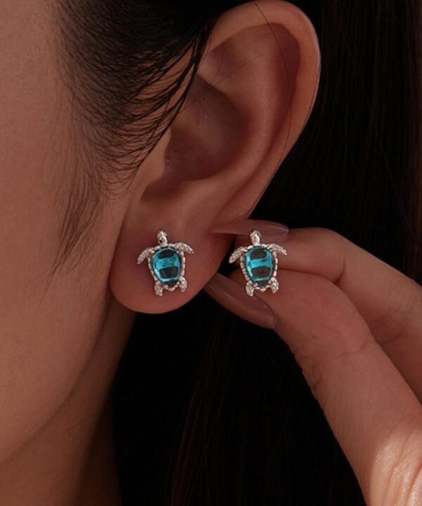 Cute Copper-plated White Gold Turtle Earrings