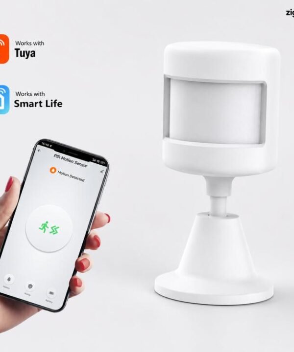 Tuya Zigbee PIR Motion Sensor Smart Human Motion Detector Wireless Home Security Alarm with 360-degree Rotating Base