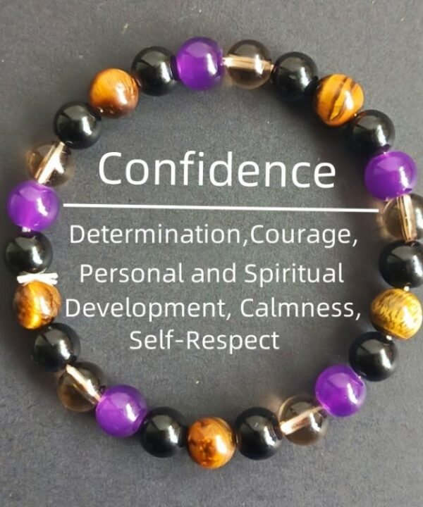 Natural Crystal Beaded Bracelet for Men Women 8mm Amethyst Energy Bracelet for Confidence Meditation Yoga Gift