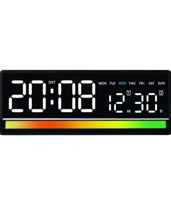LED Digital Alarm Clock with Sound-Activated RGB Light Large Display with Date/Day/Temperature Support USB Output