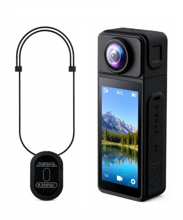 Wearable Body Camera with Magnetic Lanyard Rotatable Lens WiFi Mini Vlog Action Cam EIS Video Recorder, 1080P, 4K