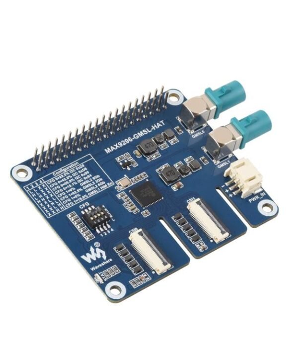 Waveshare 2-Ch GMSL Camera HAT With MAX9296A Deserializer Compatible With Raspberry Pi 5 And Jetson Orin NX/Nano