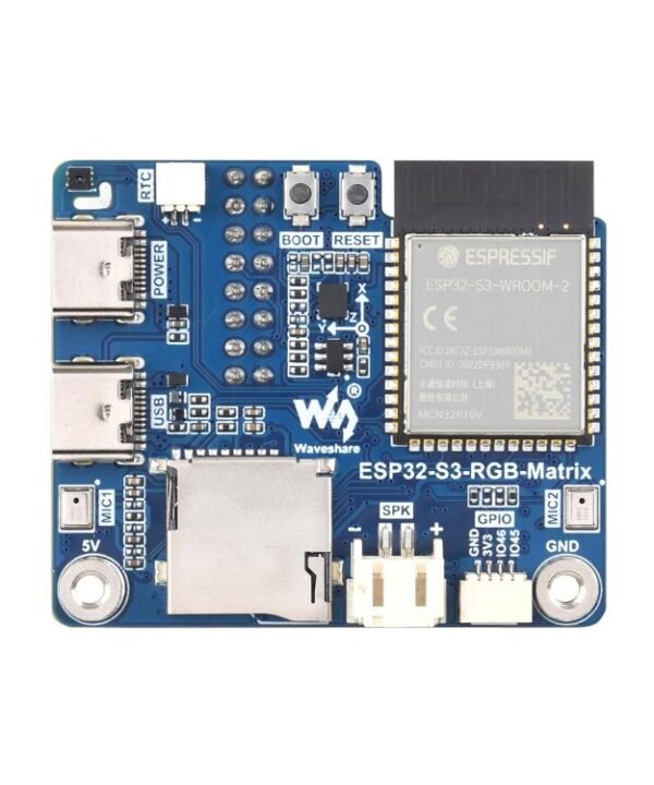 Waveshare ESP32-S3 RGB Matrix Driver Board Onboard Dual Microphones Array, Supports 2.4 GHz Wi-Fi And Bluetooth 5