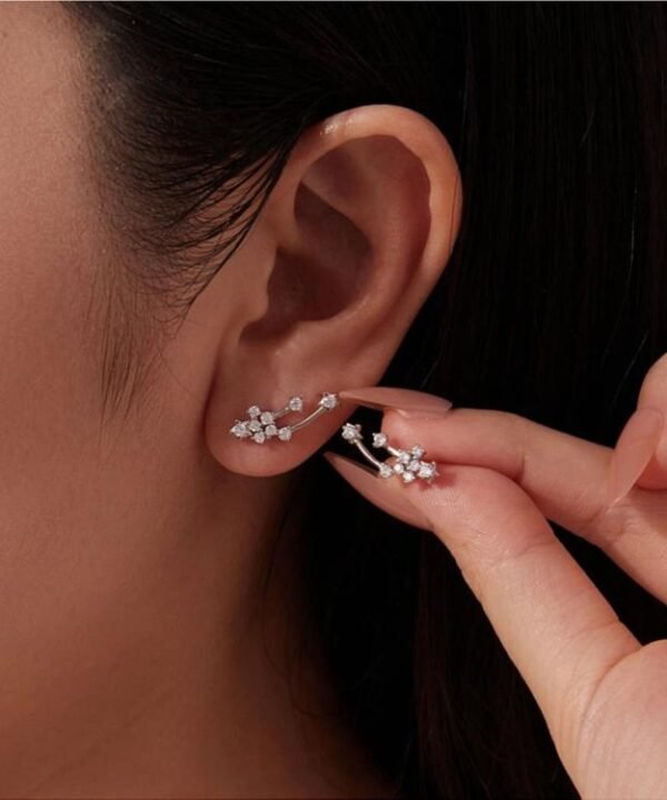 S925 Silver Needle Meteor Stacked Earrings, YIE340, YIE341