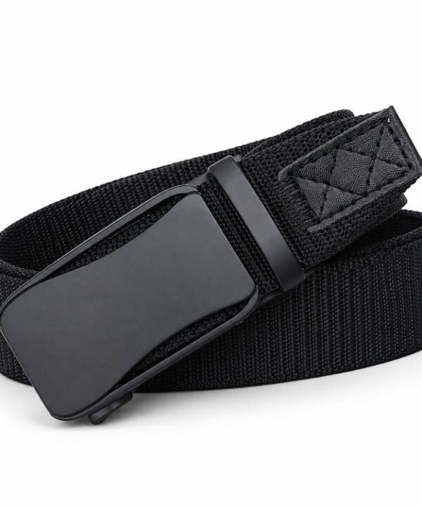 Mens Elastic Nylon Belt Stretch Work Belts With Toothless Automatic Alloy Buckle, 105cm, 115cm, 125cm