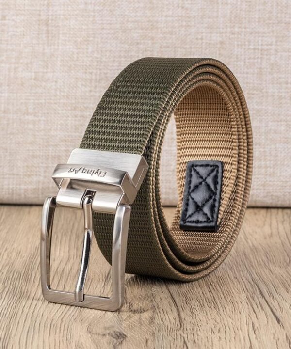 360 Degree Rotating Pin Buckle Belt Men Casual Nylon Alloy Belt, 105cm, 115cm, 125cm