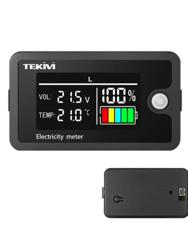 TEKM 8-100V Universal LCD Two-Wire Battery Voltage Meter with Digital Display, Standard, Waterproof, Waterproof + Stand, Waterproof + Stand + Base