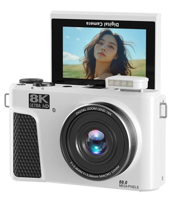 8K Digital Camera With 3.0 Inch IPS Screen 18X Zoom Auto Focus WiFi Micro Camera, White No Memory Card, Black No Memory Card, Pink No Memory Card, White 32GB Memory Card+USB Card Reader, Black 32GB Memory Card+USB Card Reader...