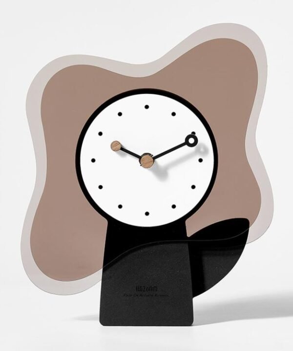 Wozoom Acrylic Desk Clock Living Room Decor Silent Table Clock, Rectangular, Round