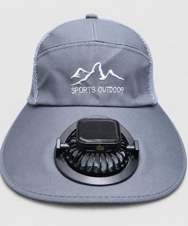 Wide Brim Solar Fan Hat with Smart LED Power Display Type-C Rechargeable UV Sun Cap, 600mAh, 300mAh