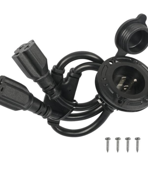NEMA 5-15P 20A AC Port Plug with Dual Y-Splitter Cords Power Inlet for RV Camper, US Plug, Power Inlet Cord Only, with DIY Installation Kit
