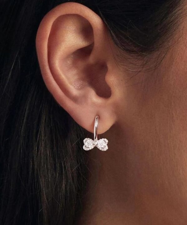 S925 Sterling Silver Sparkling Bow Moissanite Earrings, MSE137