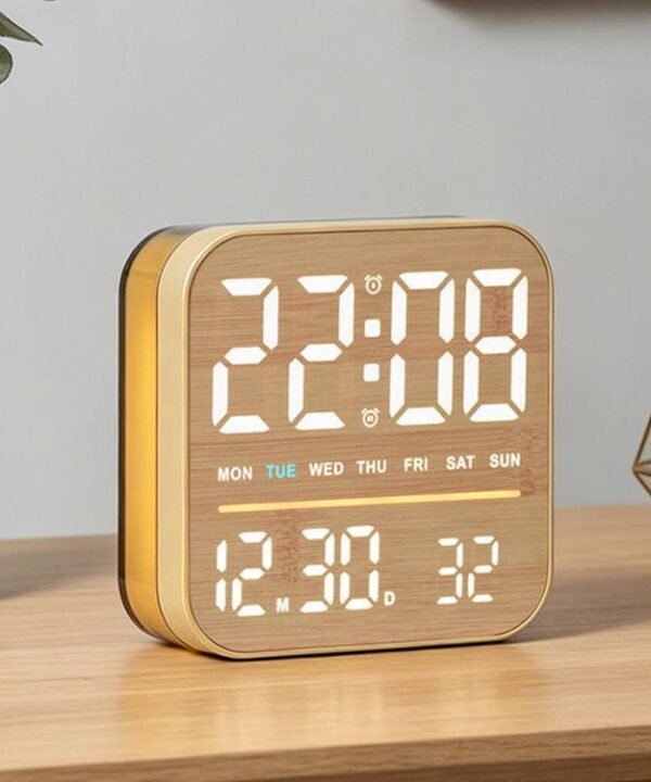Digital Alarm Clock LED Desk Clock with Night Light USB Output Dimmable Display