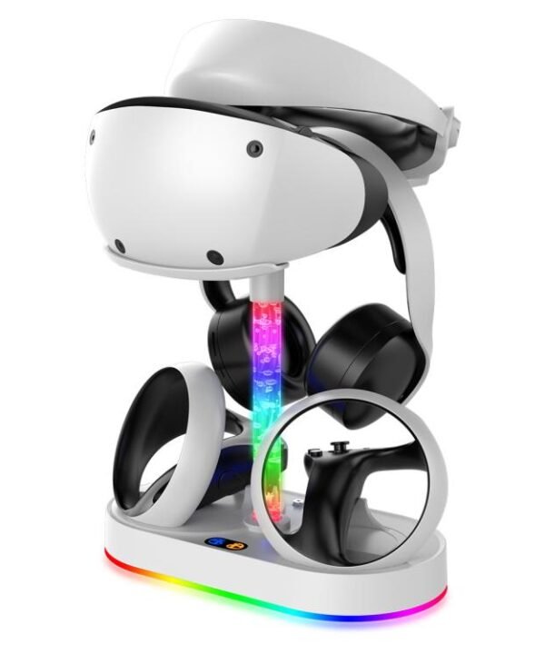 ipega RGB Charging Dock For PS5 VR2 / PlayStation VR2 Controller Charger Station & VR Headset Stand, PG-P5V001S, PG-P5V001