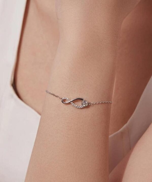 S925 Sterling Silver Infinite Loop Moissanite Bracelet, MSB039