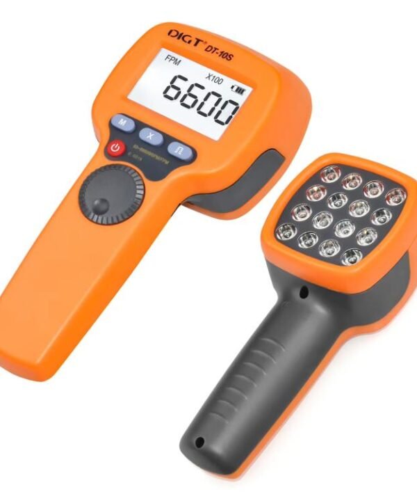 DIGT DT-10S Handheld Digital Stroboscope Tachometer 60-99999 RPM Non-Contact Tachometer with 1500 LUX LED Light, DT-10S