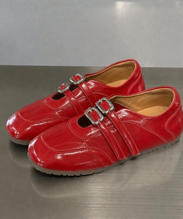 Insole Heightening Ballet Style Flat Shoes Women Square Toe Double Buckle Casual Slip-On Shoes, 35, 36, 37, 38, 39, 40