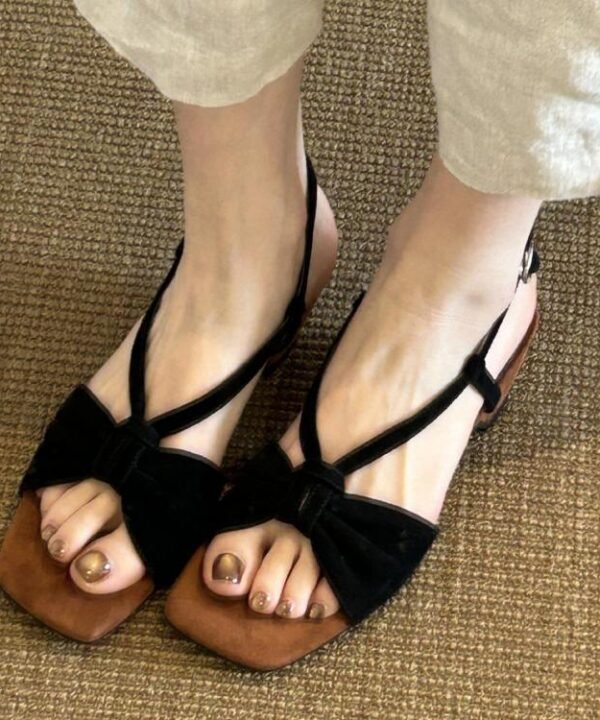 Summer Vintage Woven One-Strap Buckle Sandals Backless Mid-Heel Open Toe Outdoor Sandals, 34, 35, 36, 37, 38, 39, 40