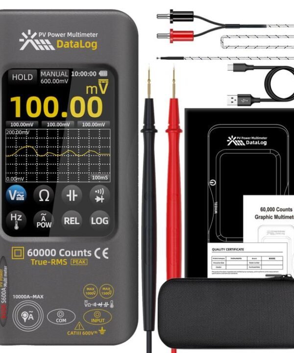 BSIDE S600A 60000 Counts Touchscreen Graphic Multimeter True-RMS PV Solar Tester Data Logger, Standard, Standard+TP02 Flexible Current Clamp