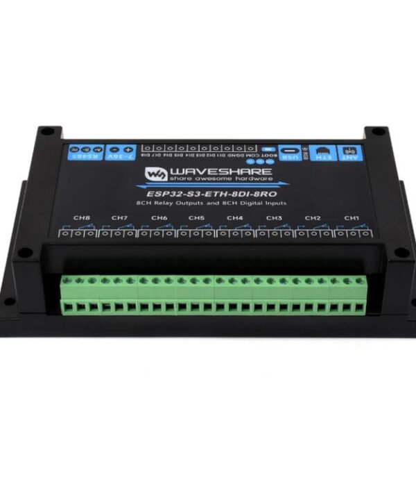 Waveshare ESP32-S3 Industrial Control Board With 8-Channel Wi-Fi Network Relays, Standard Network Port, PoE Port