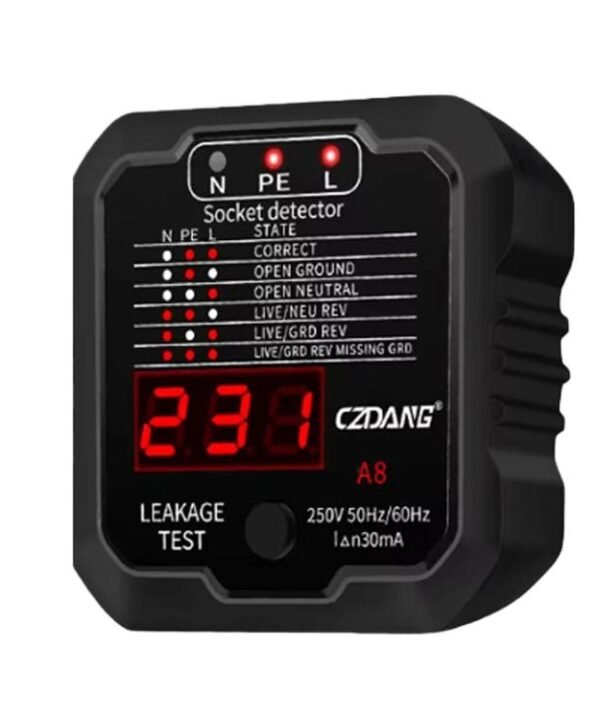 CZDANG A8 Socket Leakage Tester Ground Neutral Live Wire Polarity Detector, EU Plug, UK Plug, US Plug