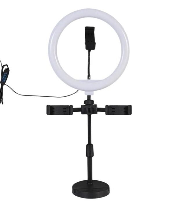 Portable Triple-Mount Desktop Live Streaming Bracket With Ring Light, Triple-Mount Bracket