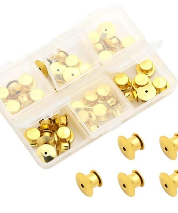 40 PCS/Box Locking Pin Backs Metal Pin Keepers Replacement with Storage Box for Enamel Pins Lapel Pins Badges