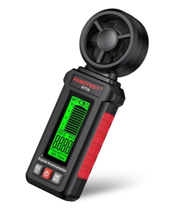 HABOTEST HT76 Digital Anemometer Handheld Wind Speed Meter 8-Blade Impeller Wind Gauge 0.7-30m/S, HT76