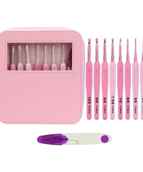 Plastic Soft-Handle Aluminum Crochet Hook Set Yarn DIY Knitting Tools, 10 PCS/Pack, 34 PCS/Pack