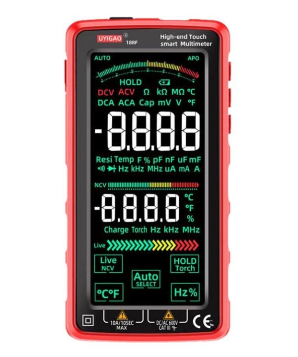 Touch Color Screen Smart Multimeter Voltage Current Capacitance Resistance Tester, UYIGAO 188F