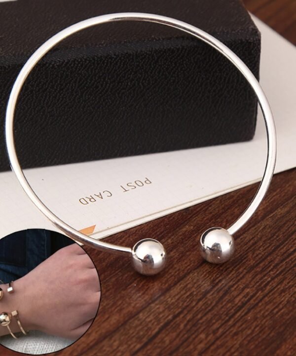 Copper Great Ball Alloy Opening Bangle For Woman, gold, silver